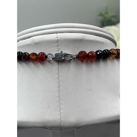 Faceted Carnelian Jasper Agate Quartz Graduated Necklace Healing Protection - Picture 7 of 13